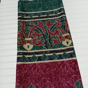 Vintage SPRINGS Shower Curtain 69 x 69 Art Decor Maroon Dark Green Gold 90s